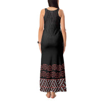 Maori Taniko Patterns Tank Maxi Dress Brown Niho Taniwha Mix Paatiki Motifs LT7 - Polynesian Pride