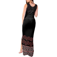 Maori Taniko Patterns Tank Maxi Dress Brown Niho Taniwha Mix Paatiki Motifs LT7 - Polynesian Pride
