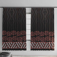 Maori Taniko Patterns Window Curtain Brown Niho Taniwha Mix Paatiki Motifs LT7 With Hooks Brown - Polynesian Pride