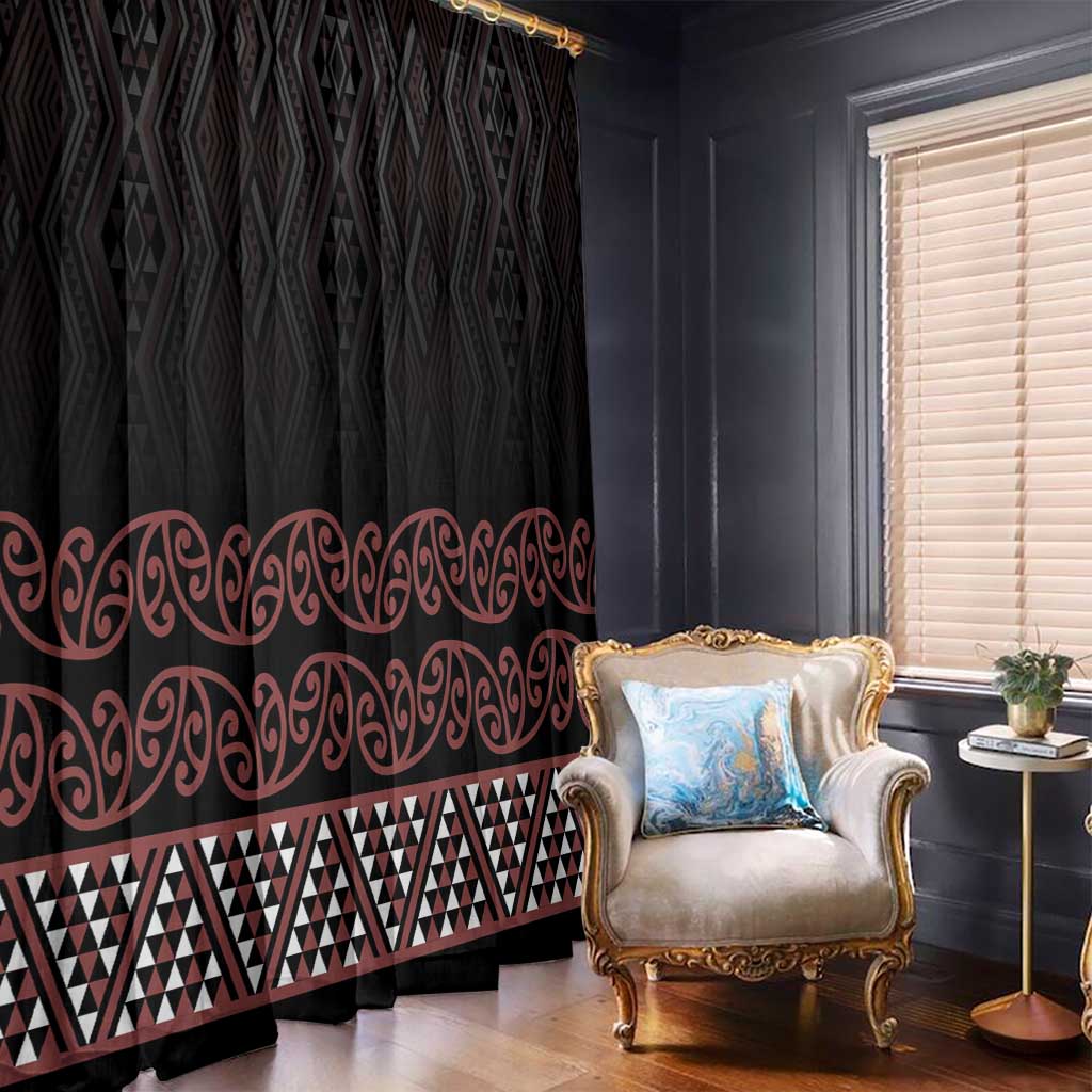 Maori Taniko Patterns Window Curtain Brown Niho Taniwha Mix Paatiki Motifs LT7 - Polynesian Pride
