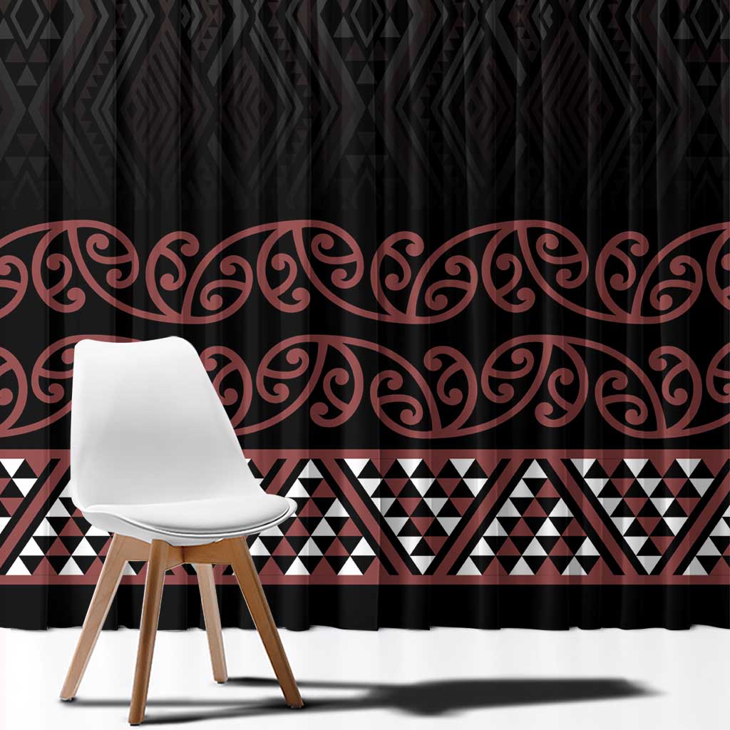 Maori Taniko Patterns Window Curtain Brown Niho Taniwha Mix Paatiki Motifs LT7 - Polynesian Pride