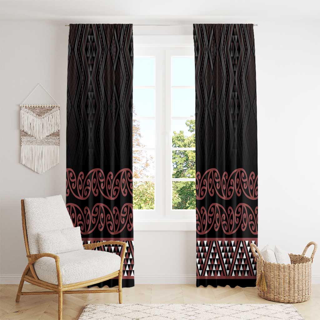 Maori Taniko Patterns Window Curtain Brown Niho Taniwha Mix Paatiki Motifs LT7 - Polynesian Pride