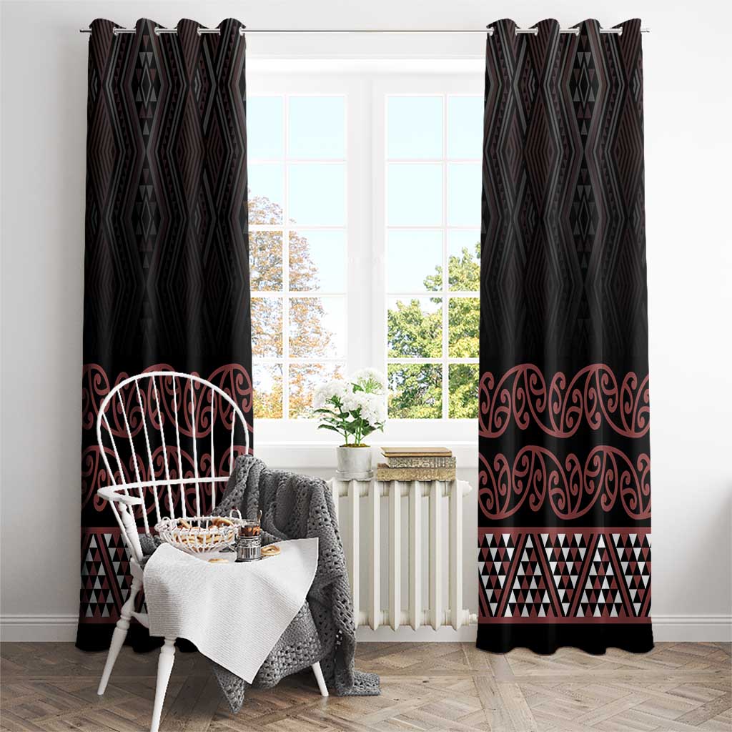 Maori Taniko Patterns Window Curtain Brown Niho Taniwha Mix Paatiki Motifs LT7 - Polynesian Pride