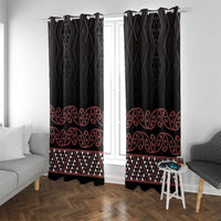 Maori Taniko Patterns Window Curtain Brown Niho Taniwha Mix Paatiki Motifs LT7 With Grommets Brown - Polynesian Pride