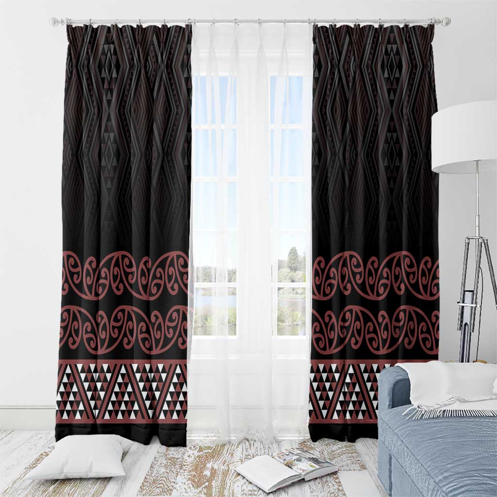 Maori Taniko Patterns Window Curtain Brown Niho Taniwha Mix Paatiki Motifs LT7 - Polynesian Pride