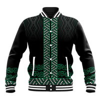 Maori Taniko Patterns Baseball Jacket Pounamu Niho Taniwha Mix Paatiki Motifs LT7 Unisex Green - Polynesian Pride