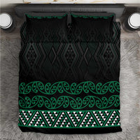 Maori Taniko Patterns Bedding Set Pounamu Niho Taniwha Mix Paatiki Motifs LT7 Green - Polynesian Pride