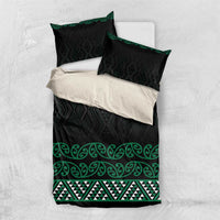 Maori Taniko Patterns Bedding Set Pounamu Niho Taniwha Mix Paatiki Motifs LT7 US Twin 172cm x 218cm Green - Polynesian Pride