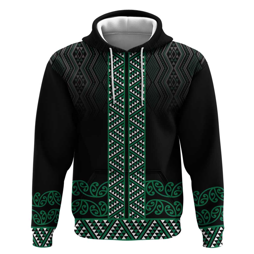 Maori Taniko Patterns Hoodie Pounamu Niho Taniwha Mix Paatiki Motifs LT7 Pullover Hoodie Green - Polynesian Pride