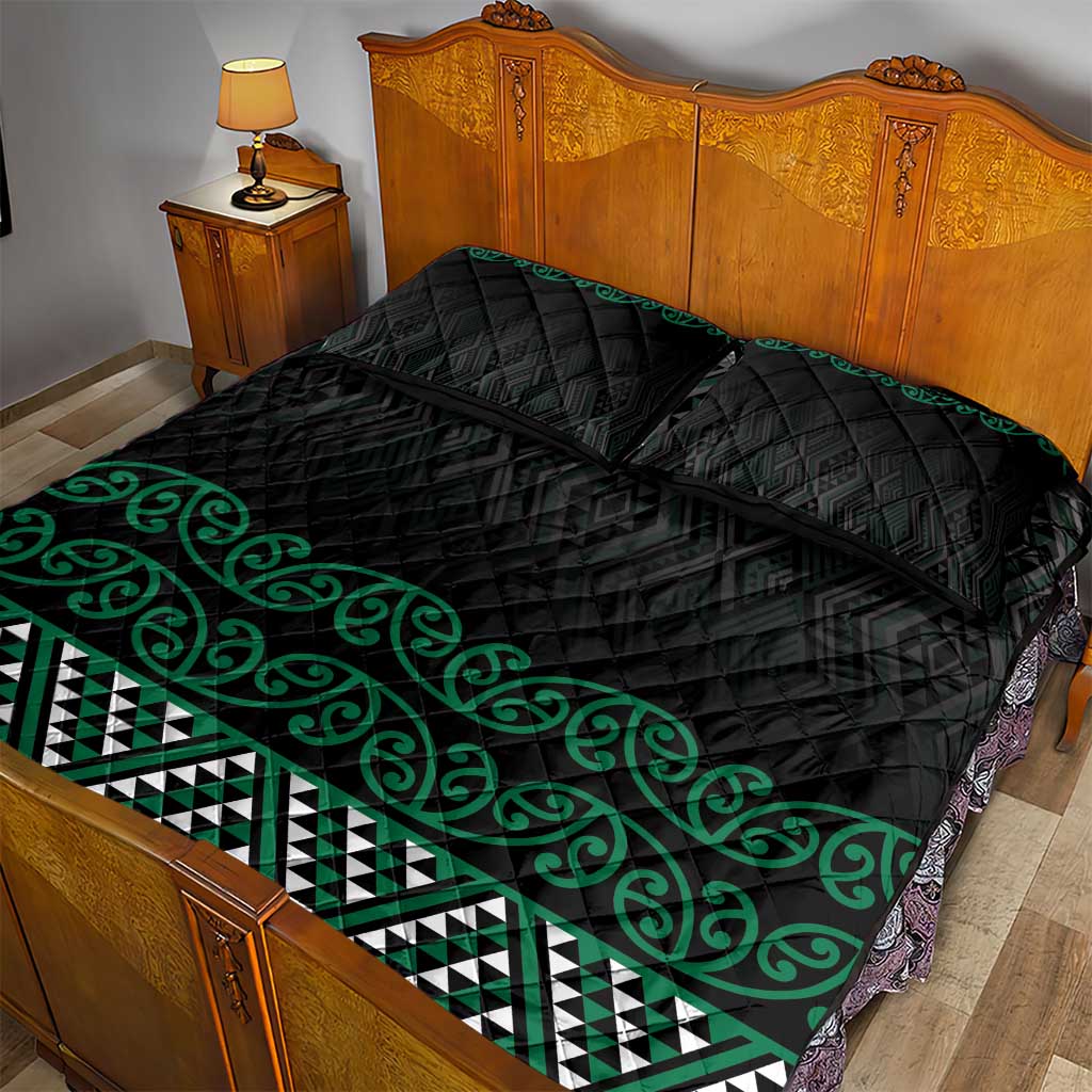 Maori Taniko Patterns Quilt Bed Set Pounamu Niho Taniwha Mix Paatiki Motifs LT7 - Polynesian Pride
