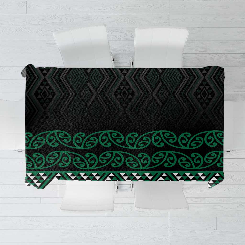 Maori Taniko Patterns Tablecloth Pounamu Niho Taniwha Mix Paatiki Motifs LT7 Green - Polynesian Pride