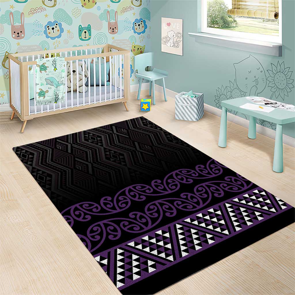 Maori Taniko Patterns Area Rug Purple Niho Taniwha Mix Paatiki Motifs LT7 - Polynesian Pride