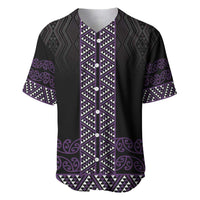 Maori Taniko Patterns Baseball Jersey Purple Niho Taniwha Mix Paatiki Motifs LT7 Purple - Polynesian Pride