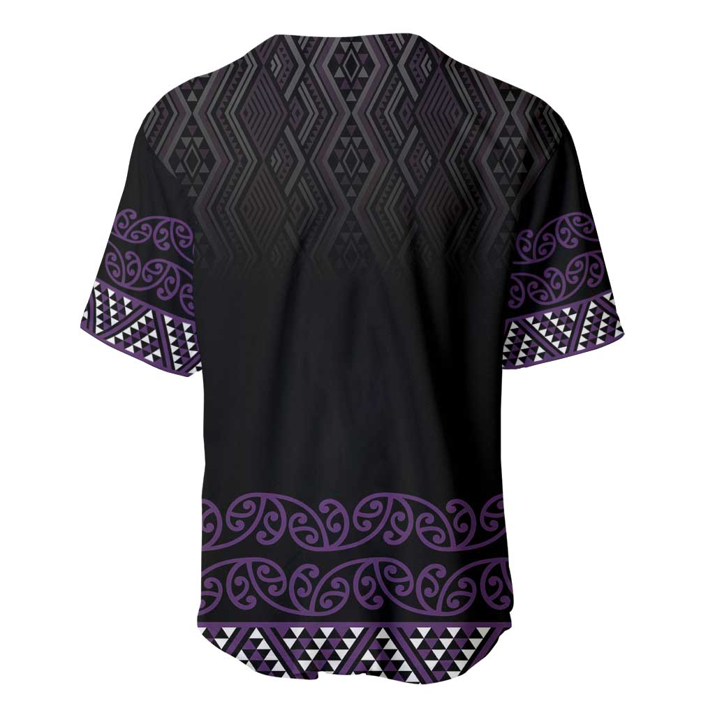 Maori Taniko Patterns Baseball Jersey Purple Niho Taniwha Mix Paatiki Motifs LT7 - Polynesian Pride
