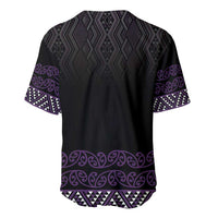 Maori Taniko Patterns Baseball Jersey Purple Niho Taniwha Mix Paatiki Motifs LT7 - Polynesian Pride
