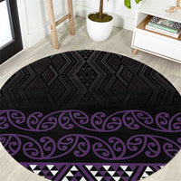 Maori Taniko Patterns Round Carpet Purple Niho Taniwha Mix Paatiki Motifs LT7 Purple - Polynesian Pride
