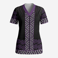 Maori Taniko Patterns Scrub Top Purple Niho Taniwha Mix Paatiki Motifs LT7 Adult Purple - Polynesian Pride