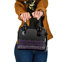 Maori Taniko Patterns Shoulder Handbag Purple Niho Taniwha Mix Paatiki Motifs LT7 One Size Purple - Polynesian Pride