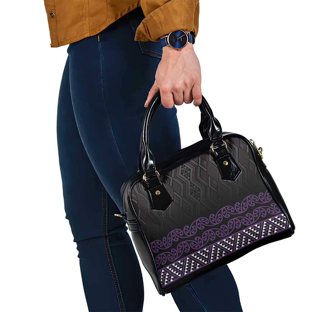 Maori Taniko Patterns Shoulder Handbag Purple Niho Taniwha Mix Paatiki Motifs LT7 - Polynesian Pride