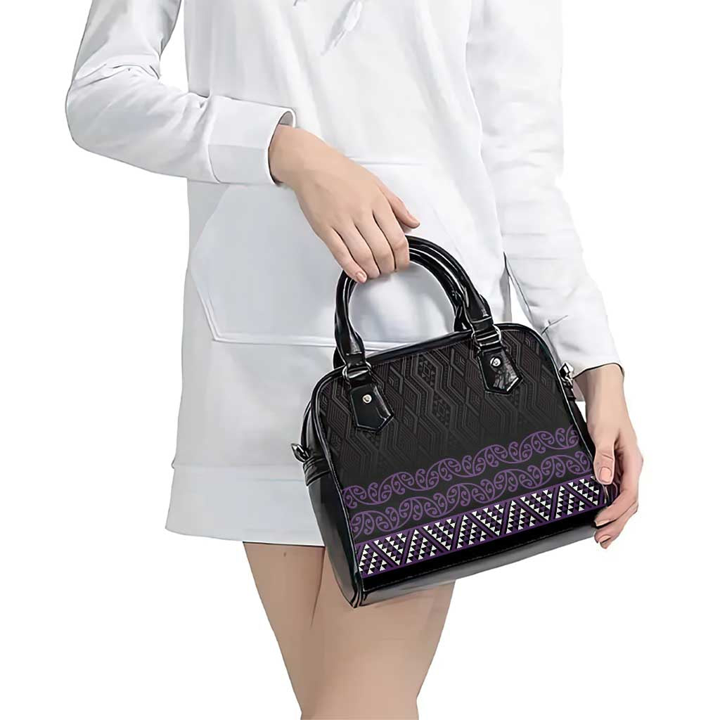 Maori Taniko Patterns Shoulder Handbag Purple Niho Taniwha Mix Paatiki Motifs LT7 - Polynesian Pride