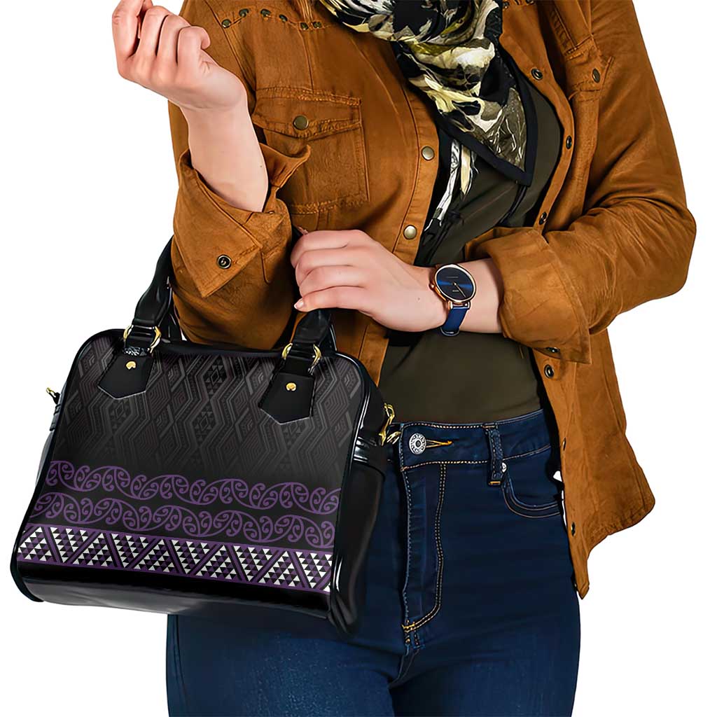 Maori Taniko Patterns Shoulder Handbag Purple Niho Taniwha Mix Paatiki Motifs LT7 - Polynesian Pride
