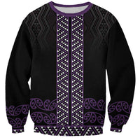 Maori Taniko Patterns Sweatshirt Purple Niho Taniwha Mix Paatiki Motifs LT7 Unisex Purple - Polynesian Pride