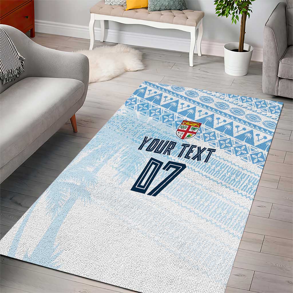Fiji Rugby Custom Kaiviti Masi Area Rug Turquoise LT7 - Polynesian Pride