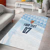 Fiji Rugby Custom Kaiviti Masi Area Rug Turquoise LT7 - Polynesian Pride