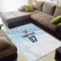 Fiji Rugby Custom Kaiviti Masi Area Rug Turquoise LT7 - Polynesian Pride