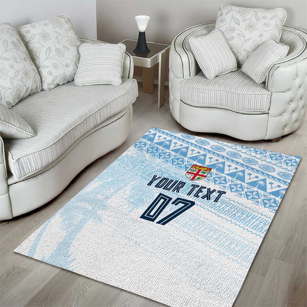 Fiji Rugby Custom Kaiviti Masi Area Rug Turquoise LT7 - Polynesian Pride