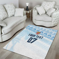 Fiji Rugby Custom Kaiviti Masi Area Rug Turquoise LT7 - Polynesian Pride