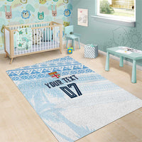 Fiji Rugby Custom Kaiviti Masi Area Rug Turquoise LT7 - Polynesian Pride