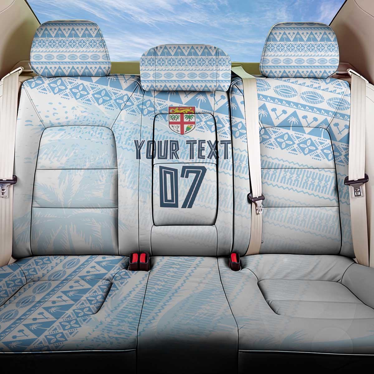 Fiji Rugby Custom Kaiviti Masi Back Car Seat Cover Turquoise LT7 One Size Turquoise - Polynesian Pride