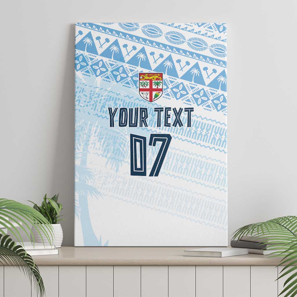 Fiji Rugby Custom Kaiviti Masi Canvas Wall Art Turquoise LT7 - Polynesian Pride