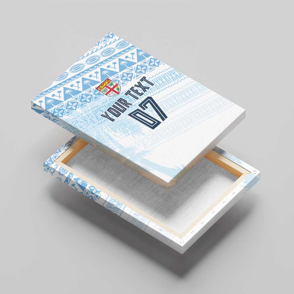 Fiji Rugby Custom Kaiviti Masi Canvas Wall Art Turquoise LT7 - Polynesian Pride