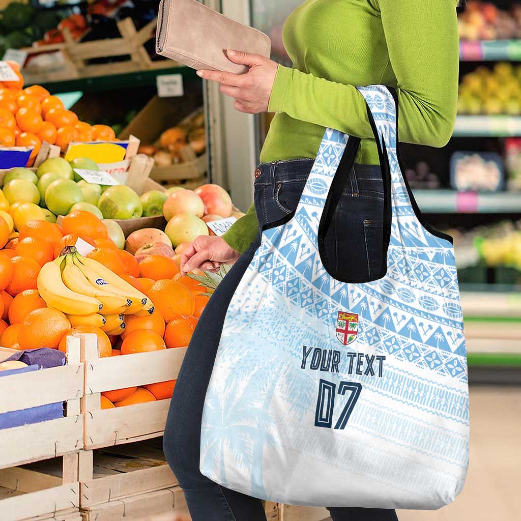 Fiji Rugby Custom Kaiviti Masi Grocery Bag Turquoise LT7 - Polynesian Pride