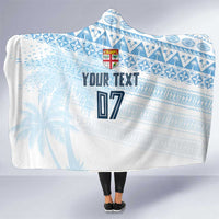 Fiji Rugby Custom Kaiviti Masi Hooded Blanket Turquoise LT7 One Size Turquoise - Polynesian Pride