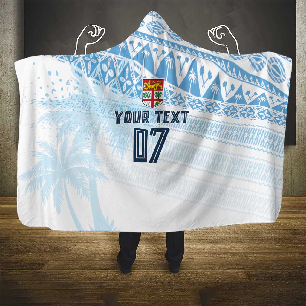 Fiji Rugby Custom Kaiviti Masi Hooded Blanket Turquoise LT7 - Polynesian Pride