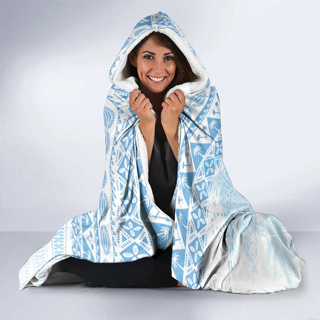 Fiji Rugby Custom Kaiviti Masi Hooded Blanket Turquoise LT7 - Polynesian Pride