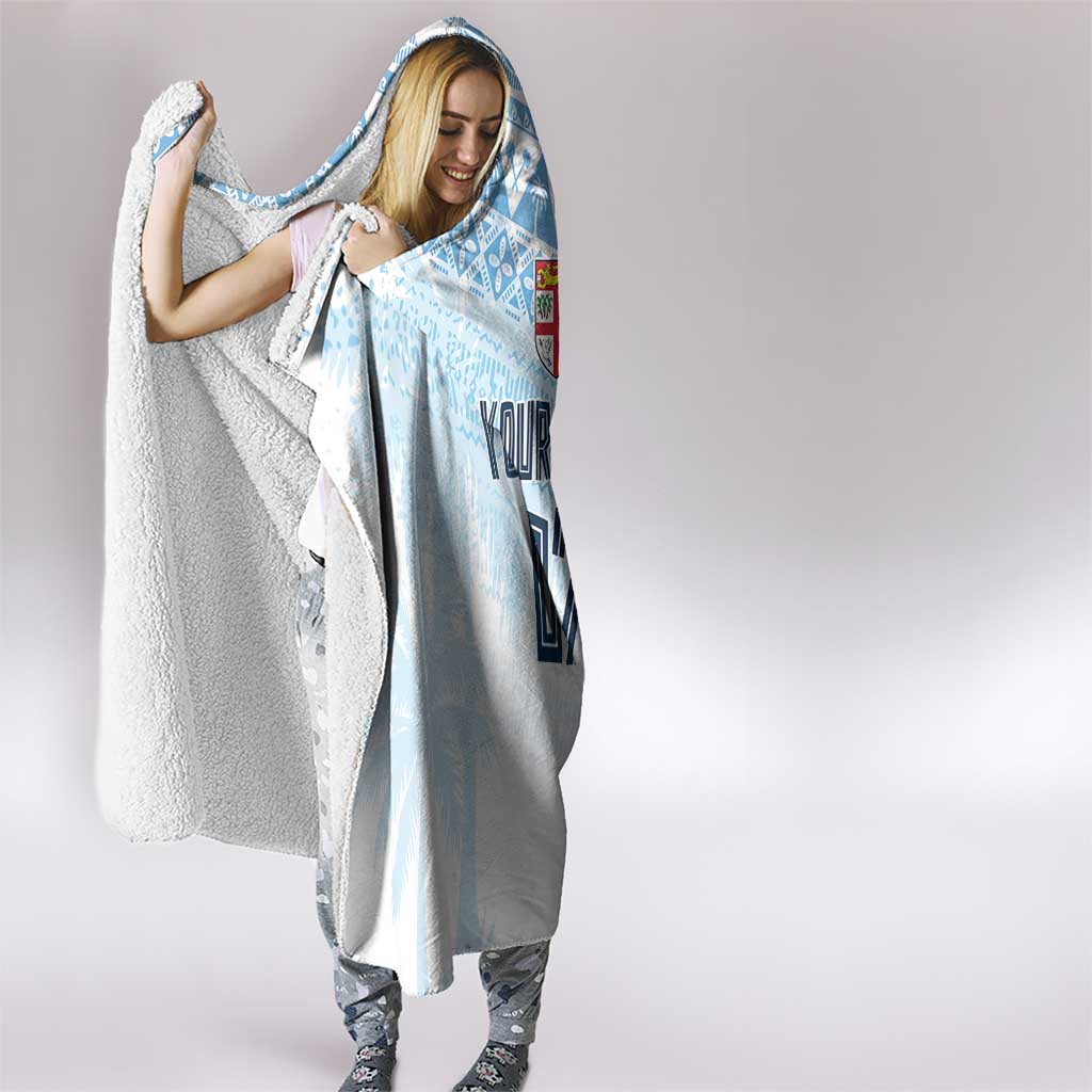 Fiji Rugby Custom Kaiviti Masi Hooded Blanket Turquoise LT7 - Polynesian Pride