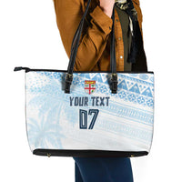 Fiji Rugby Custom Kaiviti Masi Leather Tote Bag Turquoise LT7 - Polynesian Pride