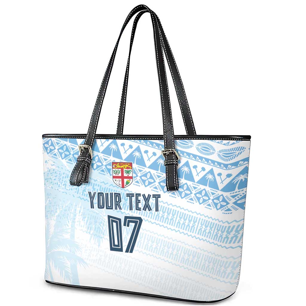Fiji Rugby Custom Kaiviti Masi Leather Tote Bag Turquoise LT7 - Polynesian Pride