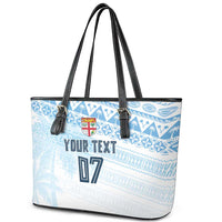 Fiji Rugby Custom Kaiviti Masi Leather Tote Bag Turquoise LT7 - Polynesian Pride