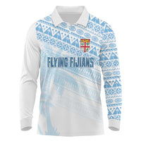 Fiji Rugby Custom Kaiviti Masi Long Sleeve Polo Shirt Turquoise LT7 Turquoise - Polynesian Pride