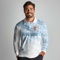Fiji Rugby Custom Kaiviti Masi Long Sleeve Polo Shirt Turquoise LT7 - Polynesian Pride