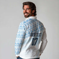 Fiji Rugby Custom Kaiviti Masi Long Sleeve Polo Shirt Turquoise LT7 - Polynesian Pride