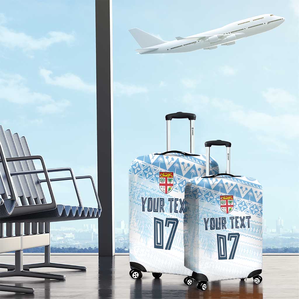 Fiji Rugby Custom Kaiviti Masi Luggage Cover Turquoise LT7 - Polynesian Pride