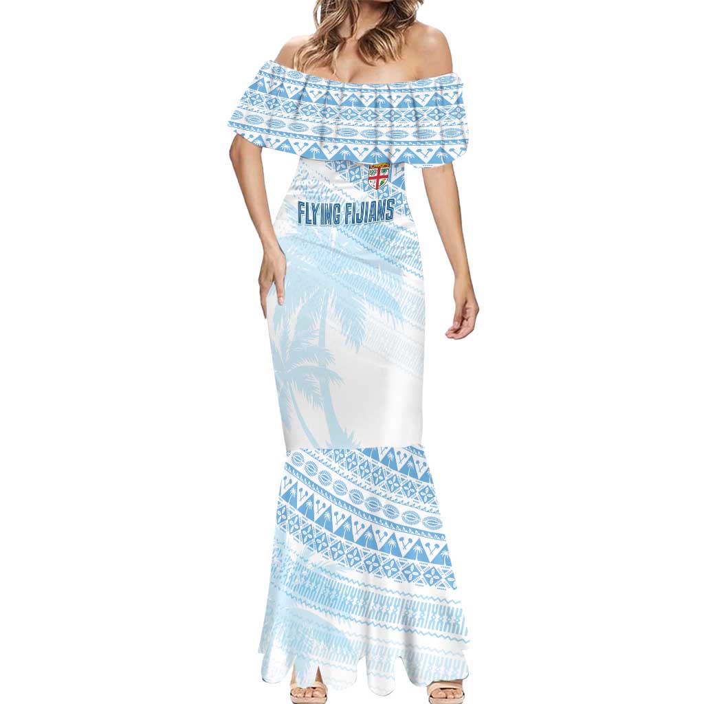 Fiji Rugby Custom Kaiviti Masi Mermaid Dress Turquoise LT7 - Polynesian Pride