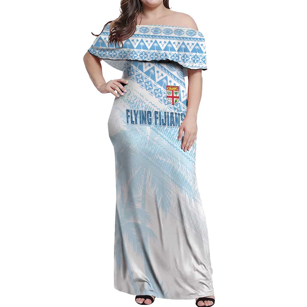 Fiji Rugby Custom Kaiviti Masi Off Shoulder Maxi Dress Turquoise LT7 Women Turquoise - Polynesian Pride