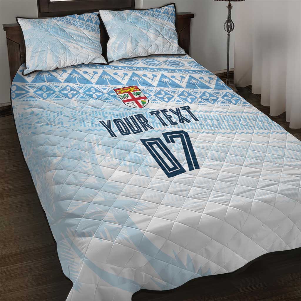 Fiji Rugby Custom Kaiviti Masi Quilt Bed Set Turquoise LT7 Turquoise - Polynesian Pride